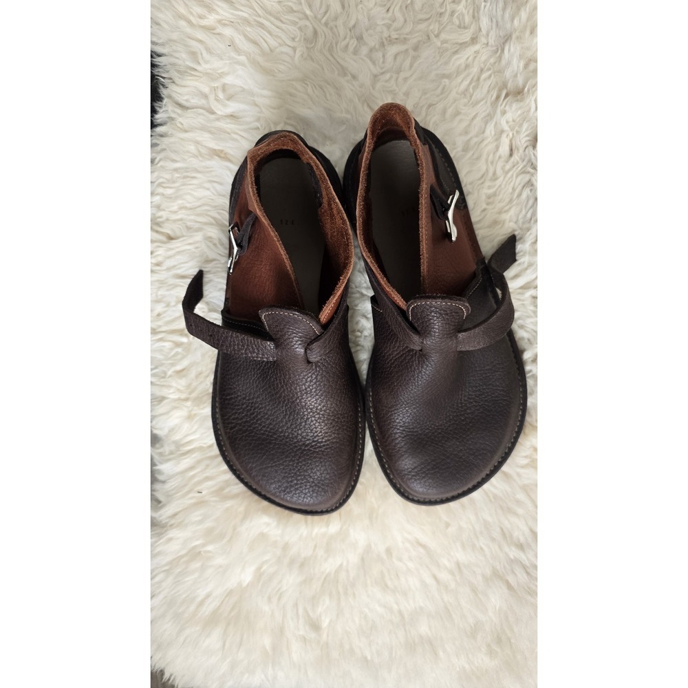 ShoeBeeDo Handmade Leather Ankle Shoes Brown Buckle Strap Comfort Unisex12E Wide